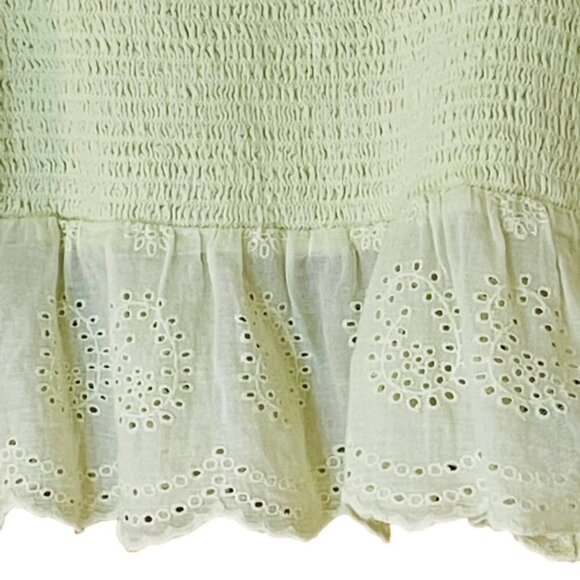 AMERICAN EAGLE Smocked Eyelet Embroidered Balloon Sleeve Top, Size Large - NWT - Picture 4 of 8